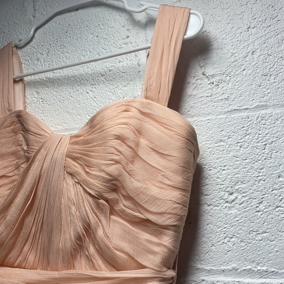 Amsale g782c blush chiffon bridesmaid dress size 6 - Picture 4 of 11